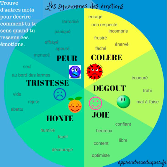 les synonymes des émotions pour aider à la description des émotions